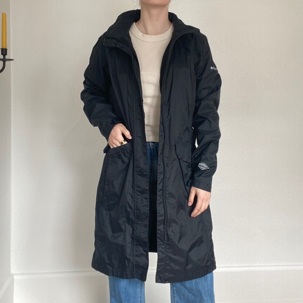 Columbia OmniTech Interchange Long Trench Waterproof Rain Coat Black Size Medium